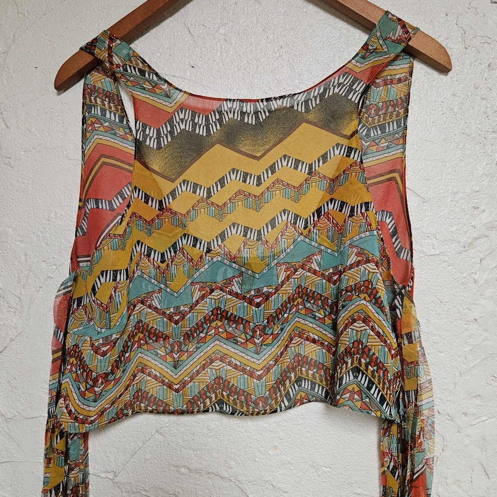 Chandelier Women's Colorful Fringed Tank Top Hippie Boho Tribal Y2K Medium